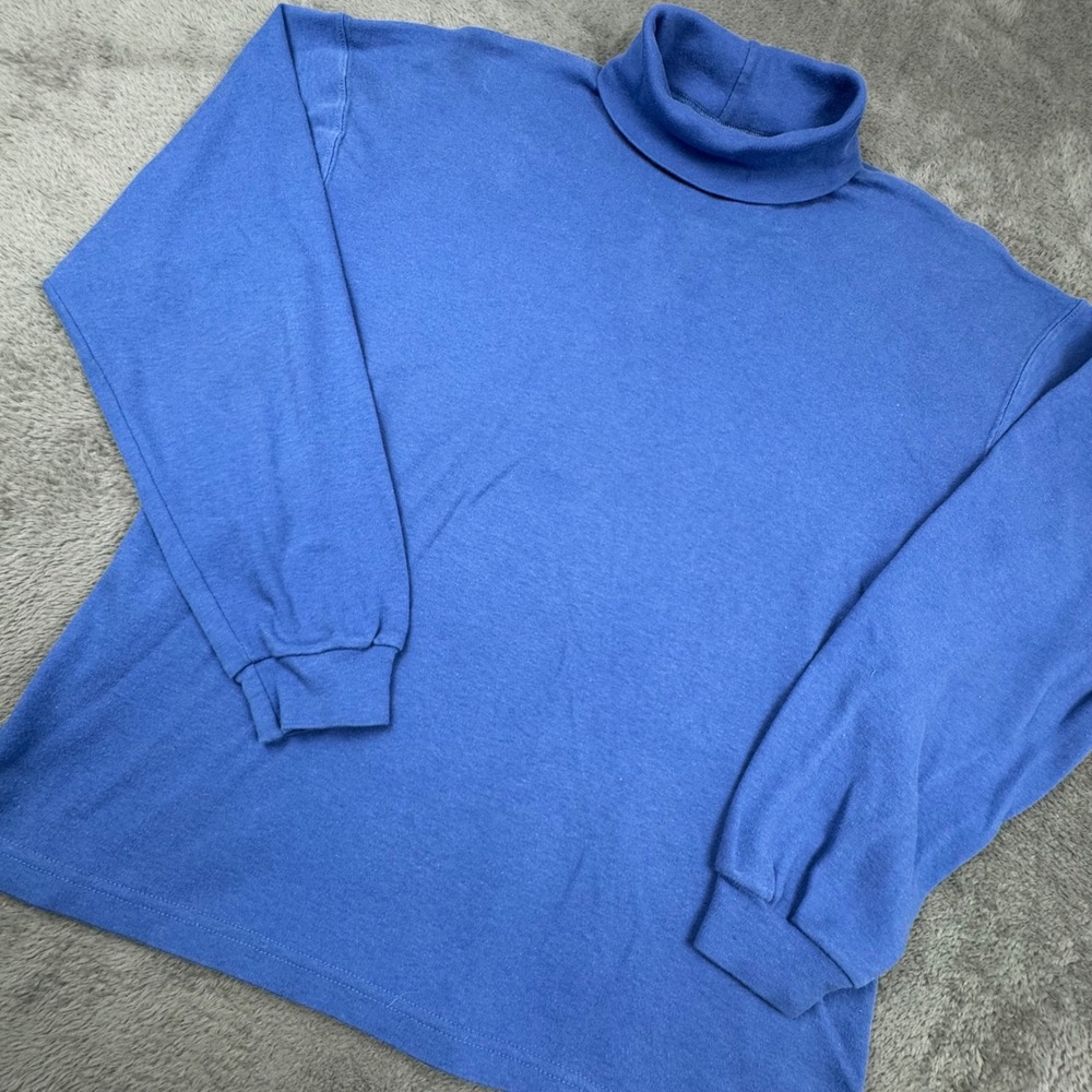 Partners Mervyns Turtleneck‎ Top Womens L Blue Excellent 90s Vintage Cotton USA